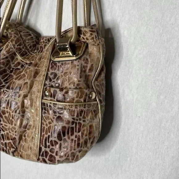 B. Makowsky Brown Croc-Embossed Shoulder Bag - Picture 7 of 12